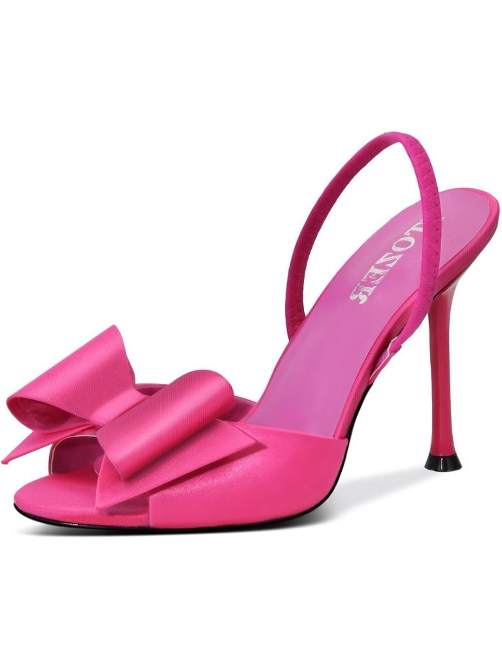 Women's Pink Satin Bow Stiletto Sexy High Heel Sandal Open Toe Party Dress Shoes